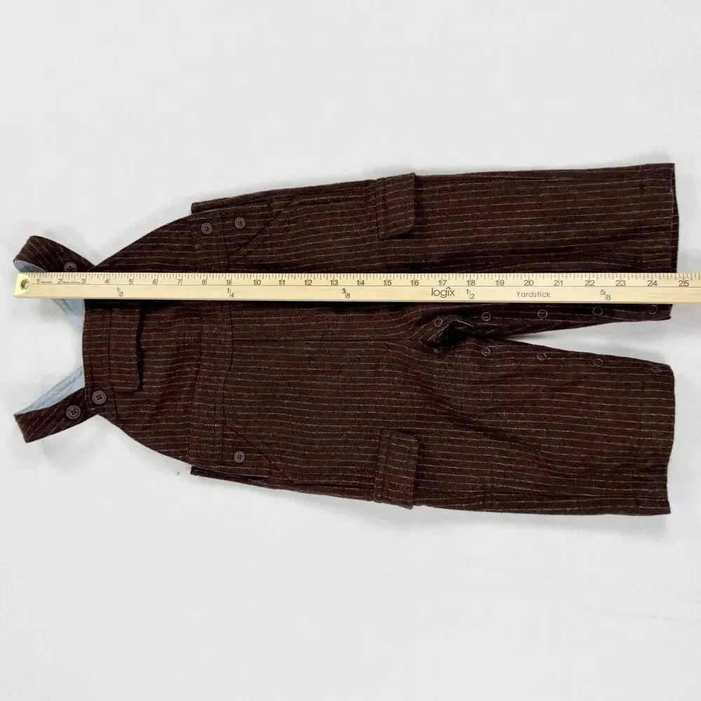 Gymboree Boy's Pinstripe Wool Blend Cargo Overalls 9-12 Months Brown